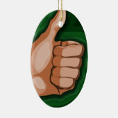 手のおもしろいな写真のカスタムなグラフィック・デザインの上の親指 セラミックオーナメント (右)