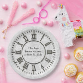 手のない古い時計ダマスクサテン ペーパープレート (パーティー)