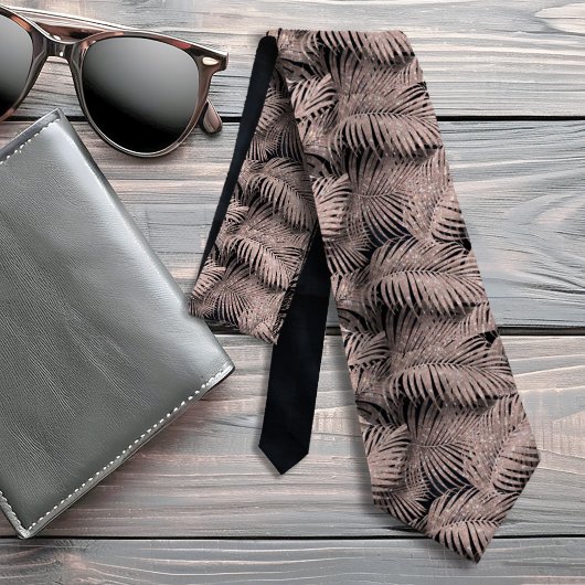 手のひらきらめく葉のパターンバラ金ゴールドID831 ネクタイ