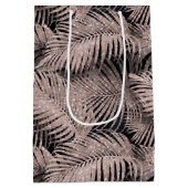 手のひらきらめく葉のパターンバラ金ゴールドID831 ミディアムペーパーバッグ (裏面)