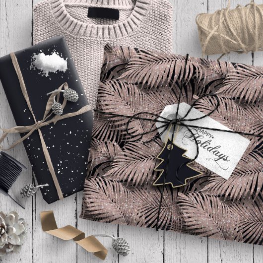 手のひらきらめく葉のパターンバラ金ゴールドID831 ラッピングペーパー