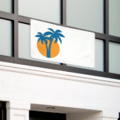 手のひらとオレンジサン 横断幕 (ビルの外側)