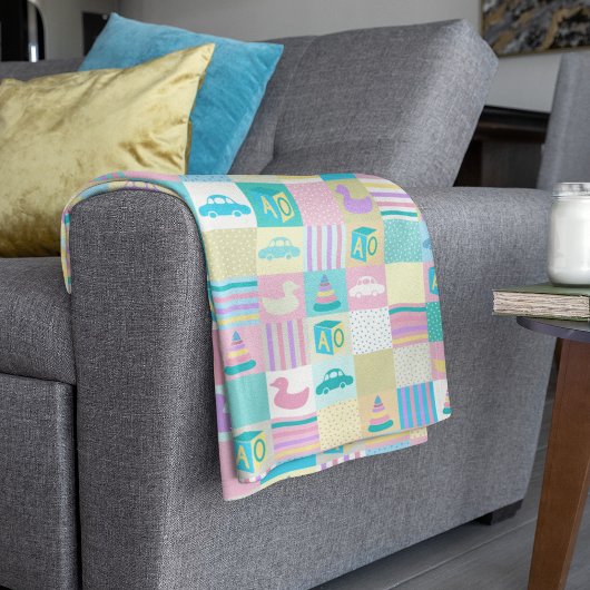 手のひらと海のベクトル夏のパターン フリースブランケット