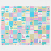 手のひらと海のベクトル夏のパターン フリースブランケット (正面(横))