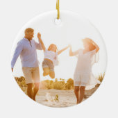 手のひらのクリスマストロピカルフォトをデッモダンクス セラミックオーナメント (裏面)