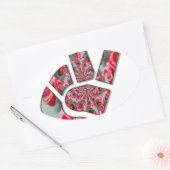 手のひらのパワー：両指敬礼 楕円形シール (封筒)