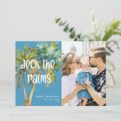 手のひらのメリークリスマスパームツリーズの写真をデッキアップ シーズンカード (スタンド正面)