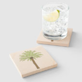 手のひらの木のスケッチ ストーンコースター (横)