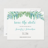 手のひらの目的地の結婚式は日付カードを保存 案内ポストカード (正面/裏面)