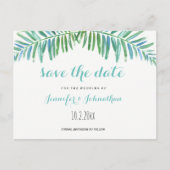 手のひらの目的地の結婚式は日付カードを保存 案内ポストカード (正面)