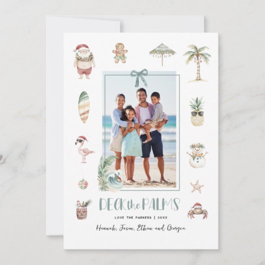 手のひらをデッキに置く | おもしろいのクリスマスフォト シーズンカード (正面)