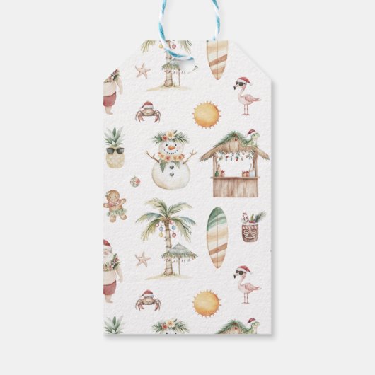 手のひらをデッキに置く | おもしろい熱帯クリスマス ギフトタグ (裏面)
