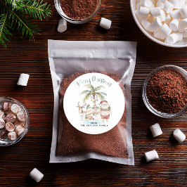 手のひらをデッキに置く | おもしろい熱帯クリスマス ラウンドシール