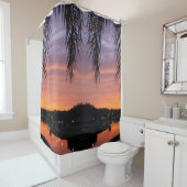 手のひらカラフルの夕焼けシーン シャワーカーテン (インサイチュ)