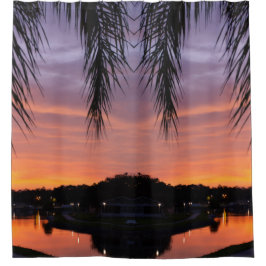 手のひらカラフルの夕焼けシーン シャワーカーテン