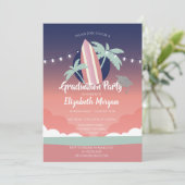 手のひらサーフィンボード、グリッターグラッドキャップ、卒業 招待状 (スタンド正面)