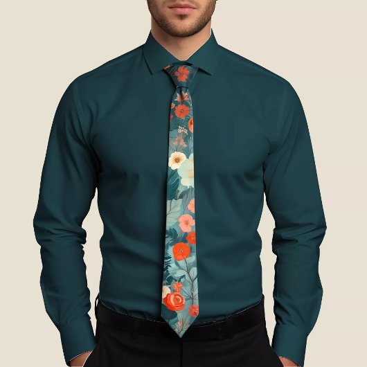 手のひらタイ色彩の鮮やかフローラ ネクタイ