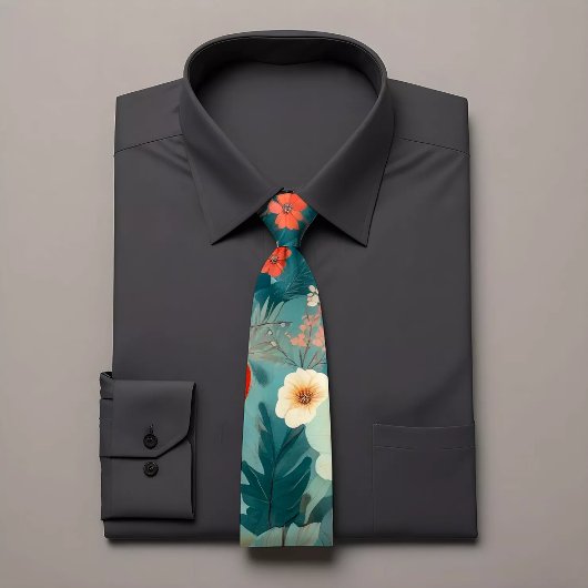 手のひらタイ色彩の鮮やかフローラ ネクタイ