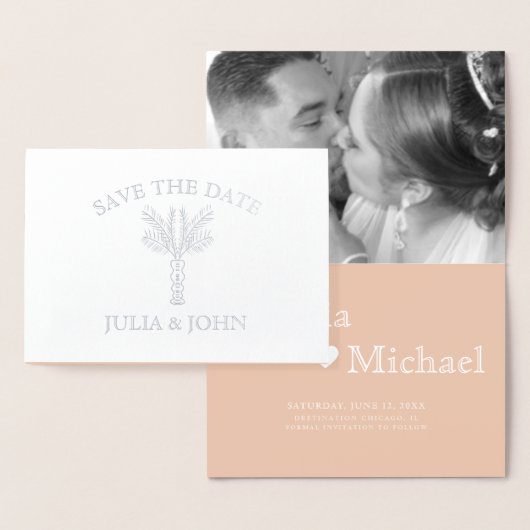 手のひらツリー手書き文字ハート日付を保存 箔カード (ディスプレー)