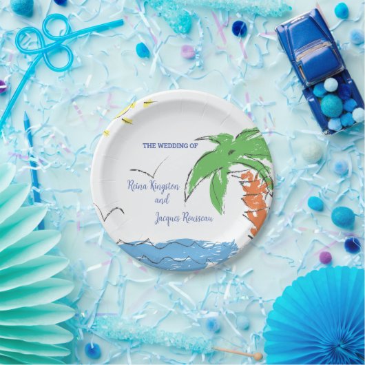 手のひらパーソナライズされたの木の宝ビーチ ペーパープレート (パーティー)