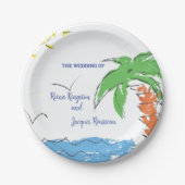 手のひらパーソナライズされたの木の宝ビーチ ペーパープレート (正面)