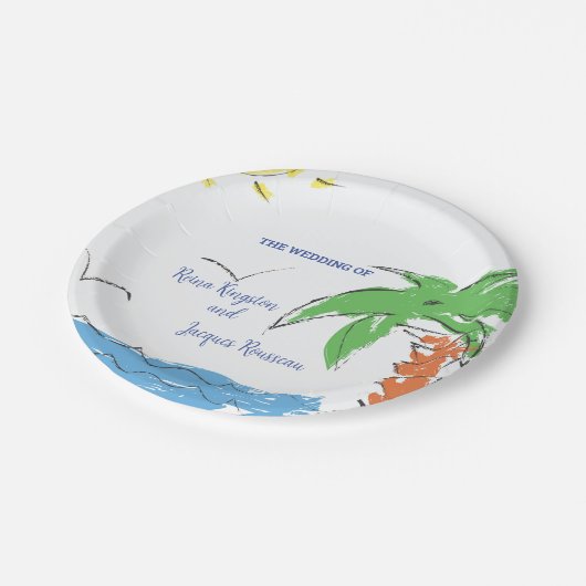 手のひらパーソナライズされたの木の宝ビーチ ペーパープレート (アングル)