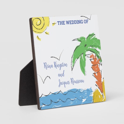 手のひらパーソナライズされた付き宝物ビーチ フォトプラーク (正面)