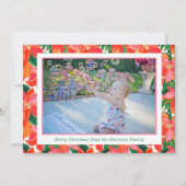 手のひらビーチクリスマスピンクオレンジポインセティアス写真 シーズンカード (正面)