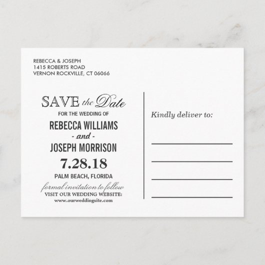 手のひらビーチストリングライトウェディング日付を保存 案内ポストカード (裏面)