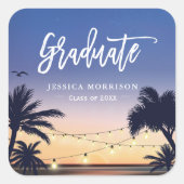 手のひらビーチストリングライト大学院卒業のお願い スクエアシール (正面)