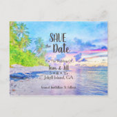 手のひらビーチ水の色の写真の日付を保存 案内ポストカード (正面)