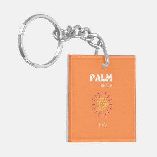 手のひらビーチ、トラベルアート名門私立校風の、オレンジ キーホルダー (正面左)