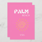 手のひらビーチ、旅行アート名門私立校風の、ピンク サンキューカード (正面/裏面)