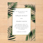 手のひらフェイクの付いた金ゴールドフレ結婚ーム アクリル招待状 (正面)