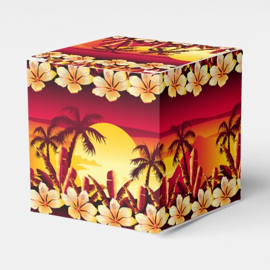 手のひら付きの熱帯の夕日 フェイバーボックス (正面サイド)