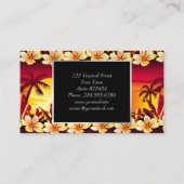 手のひら付きの熱帯の夕日 名刺 (裏面)