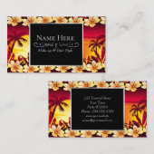 手のひら付きの熱帯の夕日 名刺 (正面/裏面)