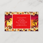 手のひら付きの熱帯の夕日 名刺 (裏面)