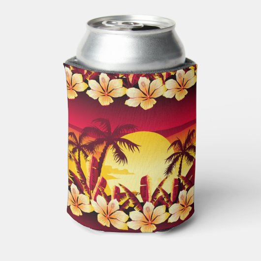 手のひら付きの熱帯の夕日 缶クーラー (缶裏面)