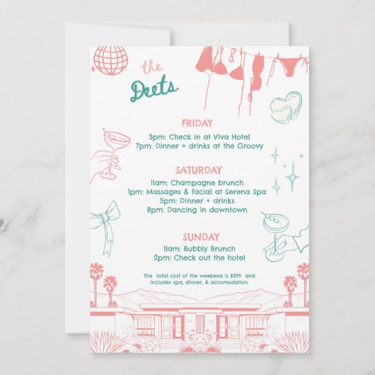 手のひら春の前のリングや輪バチェロレッテ 招待状 (裏面)