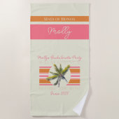 手のひら春の前のリングや輪-レトロバチェロレッテ ビーチタオル (正面)