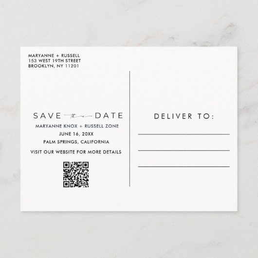 手のひら春カリフォルニアウェディング日付を保存 案内ポストカード (裏面)