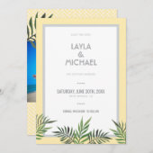 手のひら春写真の日付の保存 招待状 (正面/裏面)