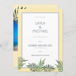 手のひら春写真の日付の保存 招待状