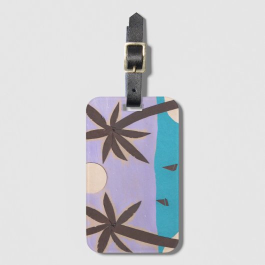 手のひら木のシーンとカードの挿入を含む荷物タグ ラゲッジタグ (正面縦)