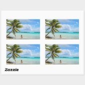 手のひら木の長方形の下の女性ステッカー 長方形シール (シート)