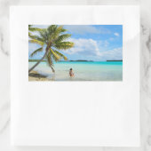 手のひら木の長方形の下の女性ステッカー 長方形シール (バッグ)