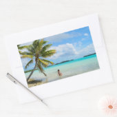 手のひら木の長方形の下の女性ステッカー 長方形シール (封筒)