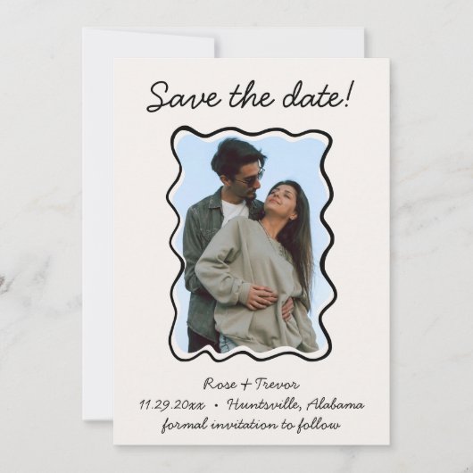 手のひら波が描縁どかれた日付の写真を保存 招待状 (正面)