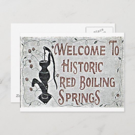 手のひら絵を描の赤い沸騰春 ポストカード (正面/裏面)